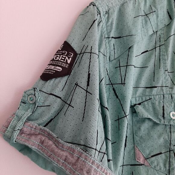 OXYGEN Button Down Casual Shirt Abstract Pattern Green Men's Sz M - Picture 5 of 12